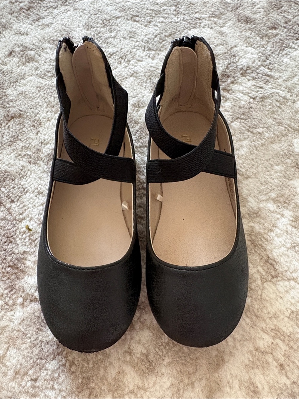 The Children's Place Black Cross-Strap Girls Ballet Flats